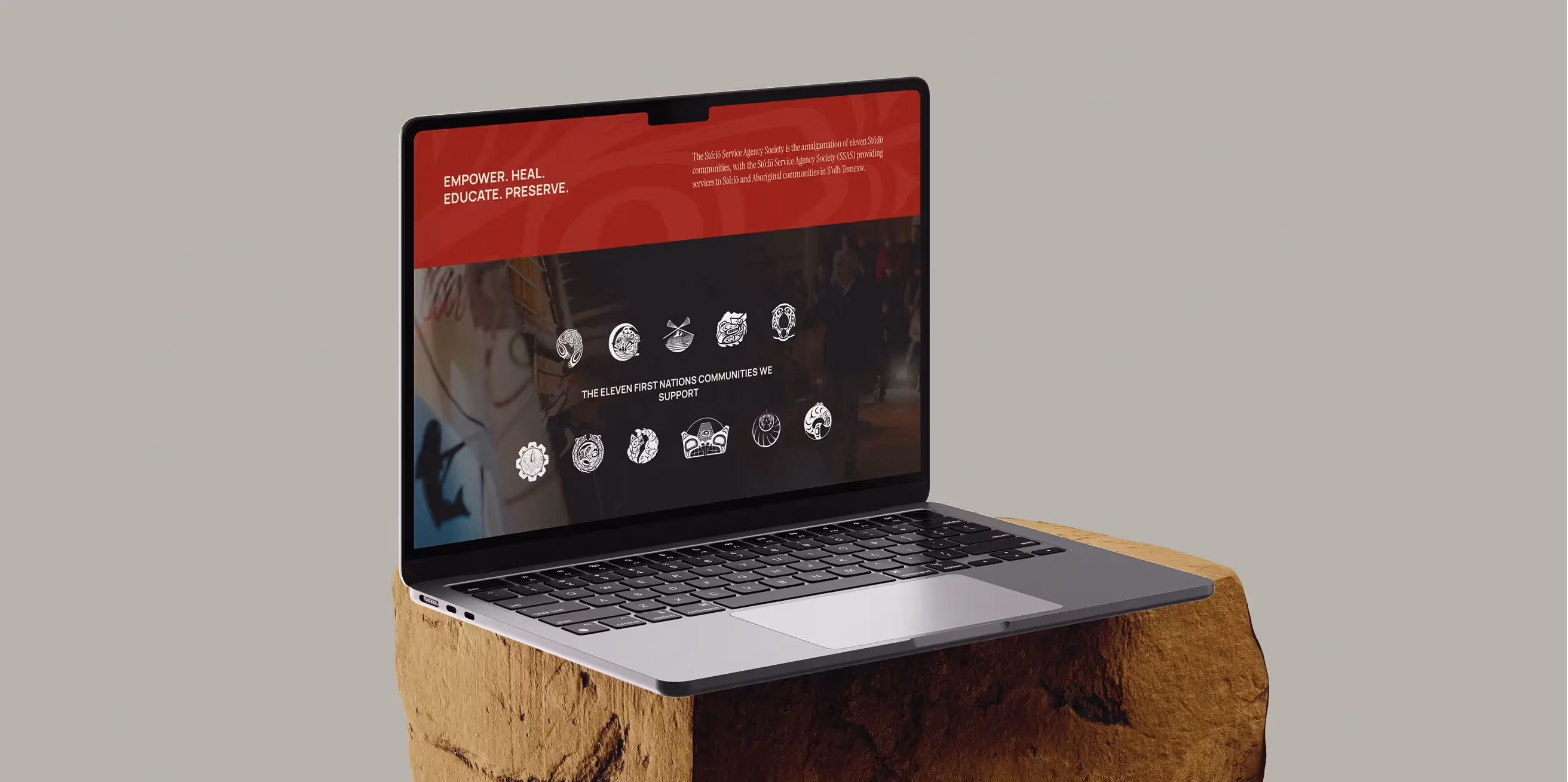 Stó:lō Service Agency website displayed on a digital device mockup