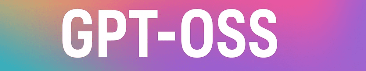 Large white text reading ‘GPT-OSS’ displayed on a gradient background transitioning from pink and purple to teal and blue.