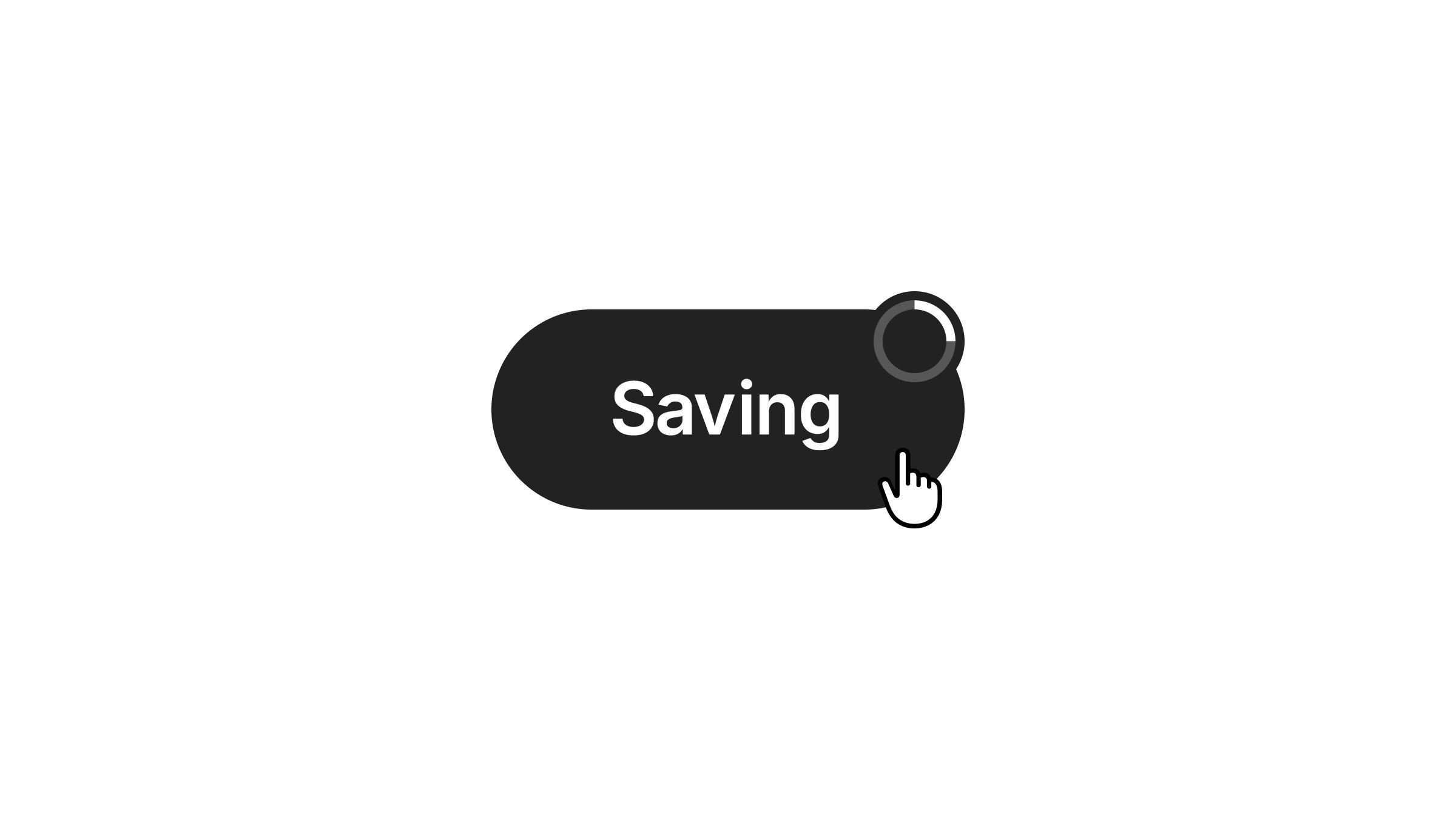 Saving button with loading indicator and cursor click