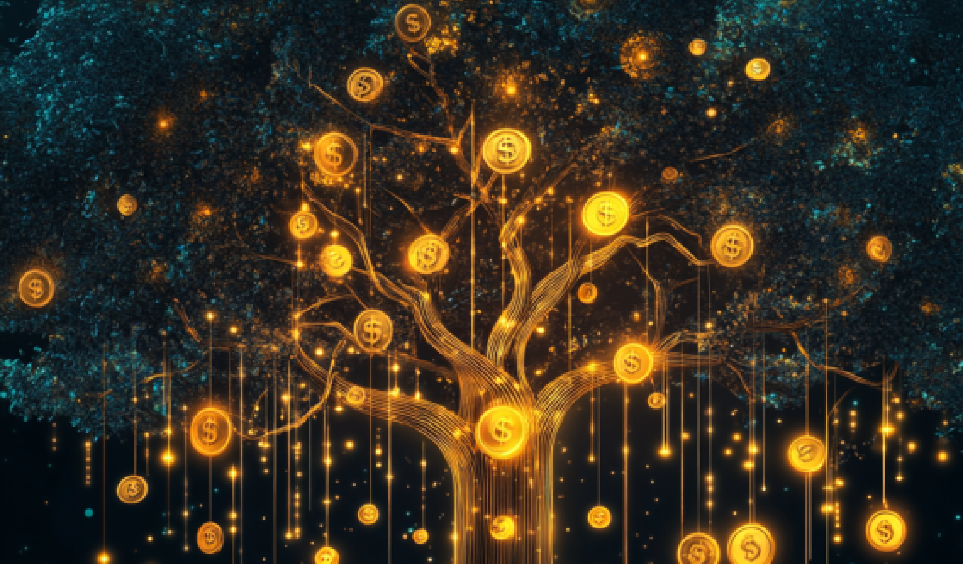 Tree adorned with stablecoins