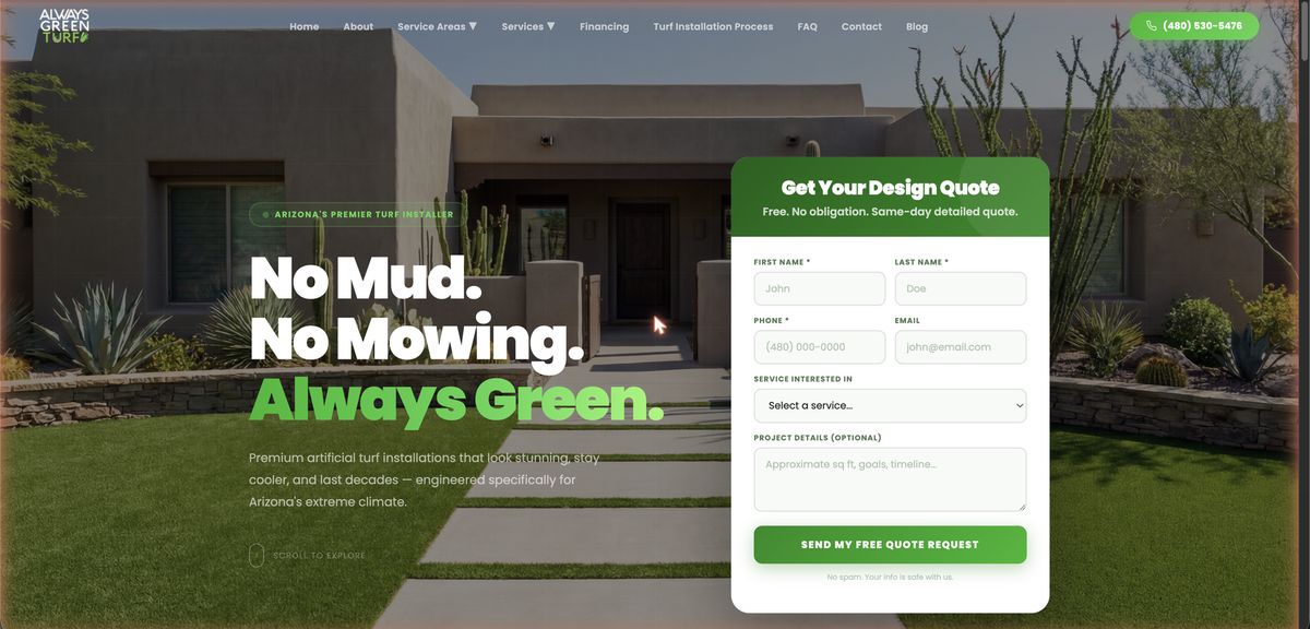 Always Green Turf website
