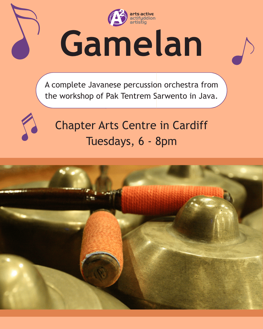 Graphic with a selection of quotes and an image of two musicians in a creatively decorated room.