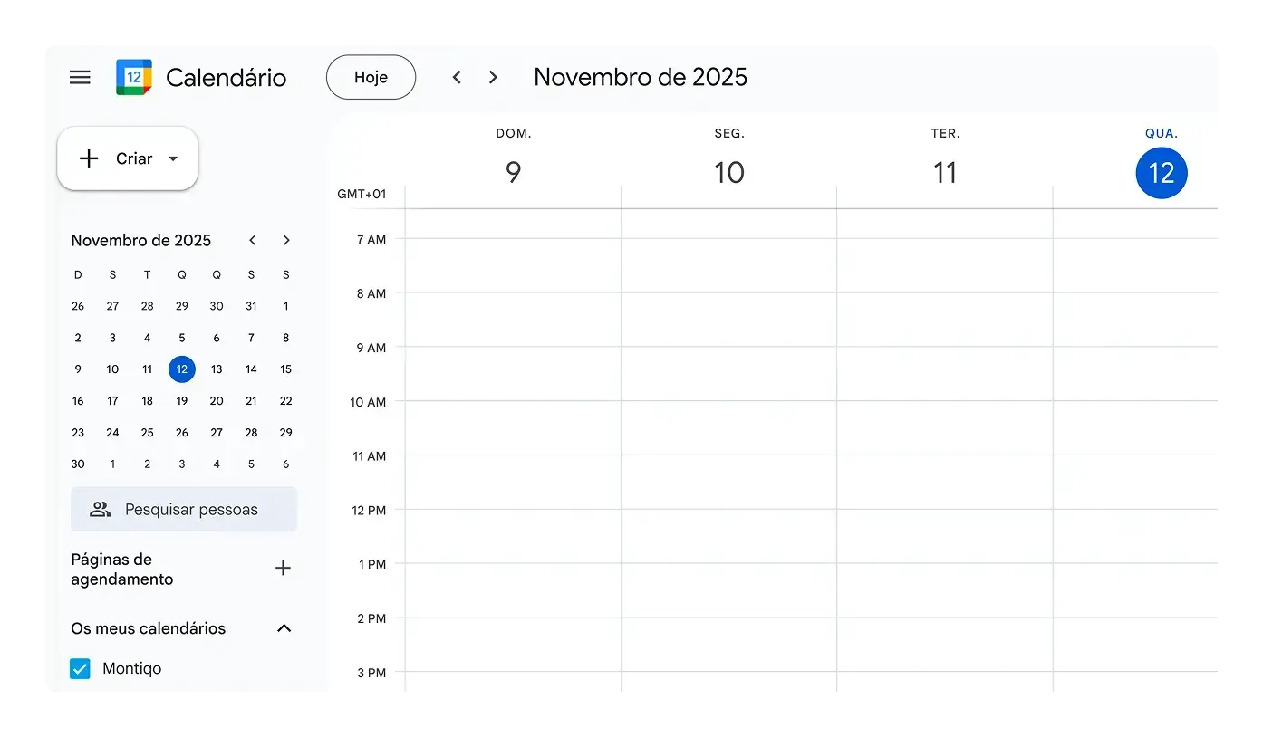 Tela Calendário Google que mostra os agendamentos.
