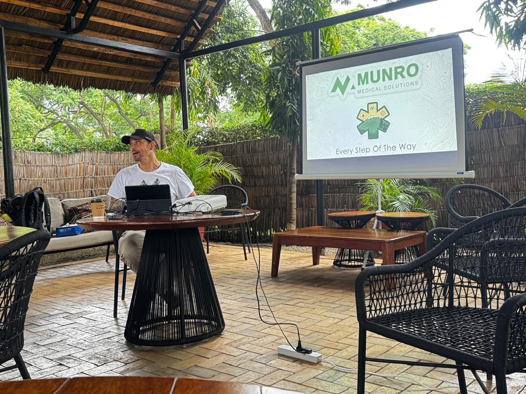 Philip Swart of Munro Medical Solutions delivering the Wilderness First Responder course to Legend Expeditions guides in Moshi, Tanzania.