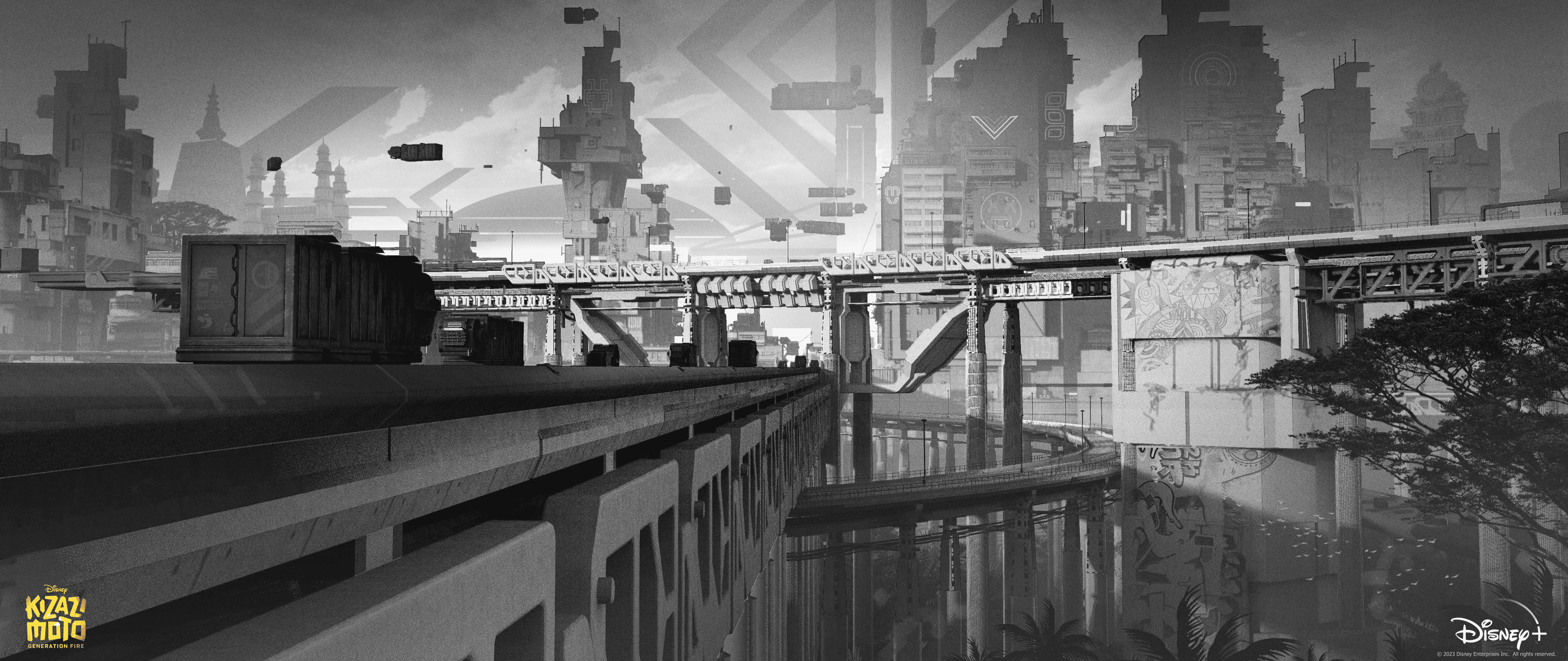 Kizazi Moto concept art – environment design with cultural influences and futuristic aesthetics