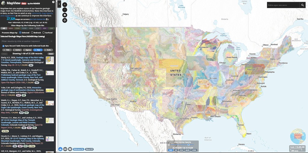 Geological data from the USGS website