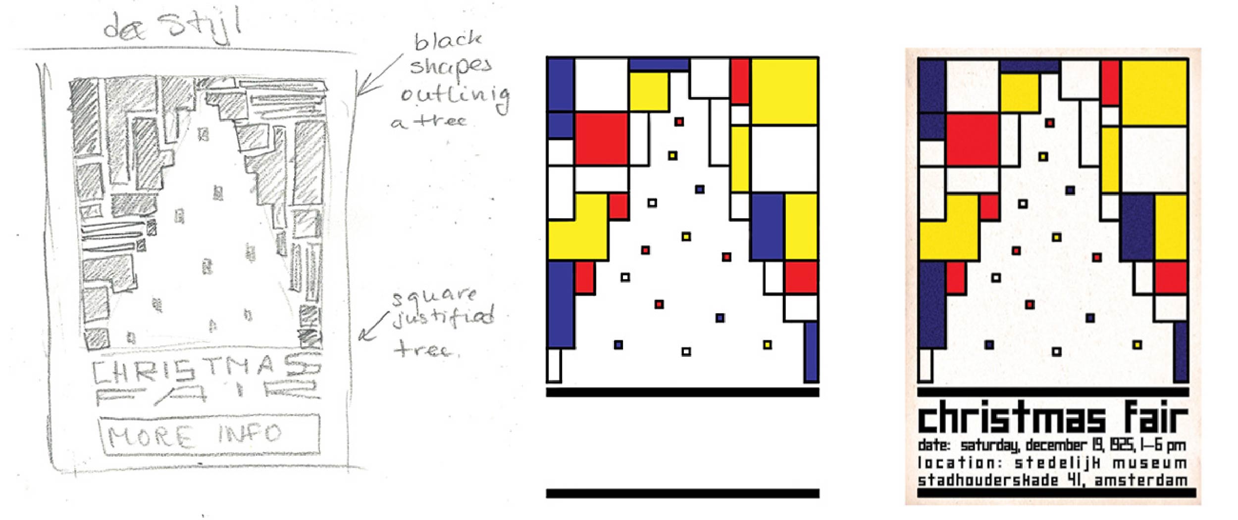 sketch to art to final design of the poster