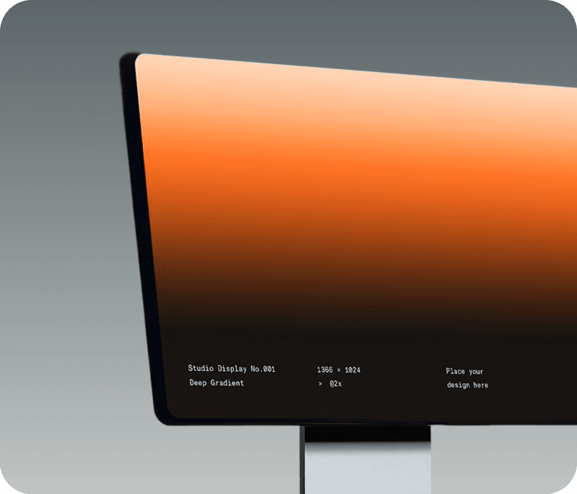 Smartphone with orange gradient screen held against gray background
