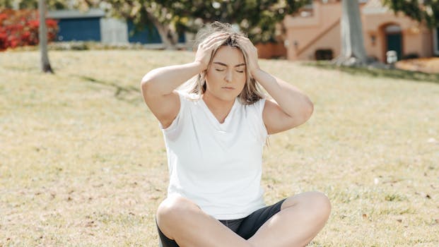 Woman holding her head in pain, representing menopause headaches