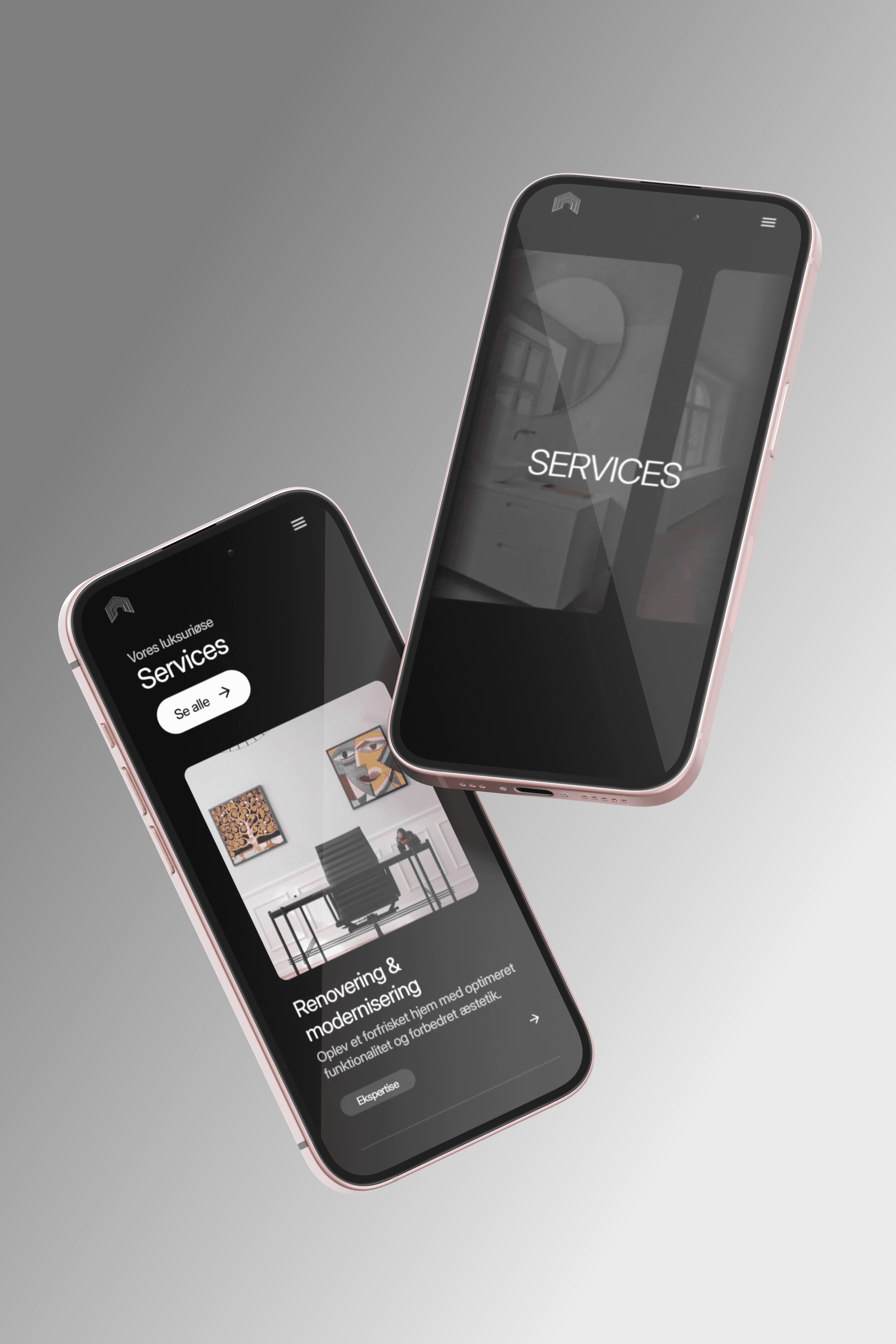 Two iPhone Mockup displays website made by Seoma