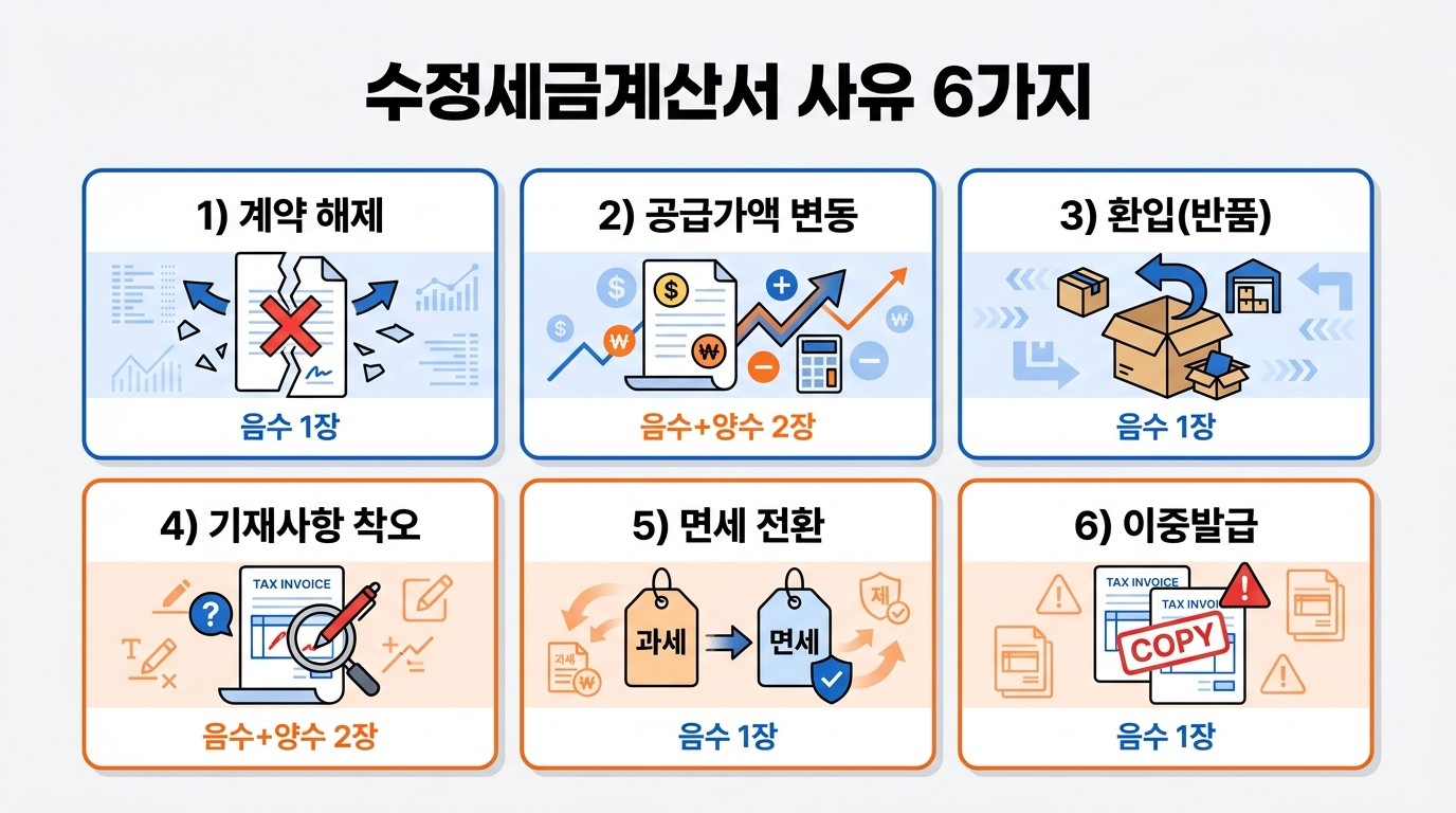 수정세금계산서 발행 사유 6가지