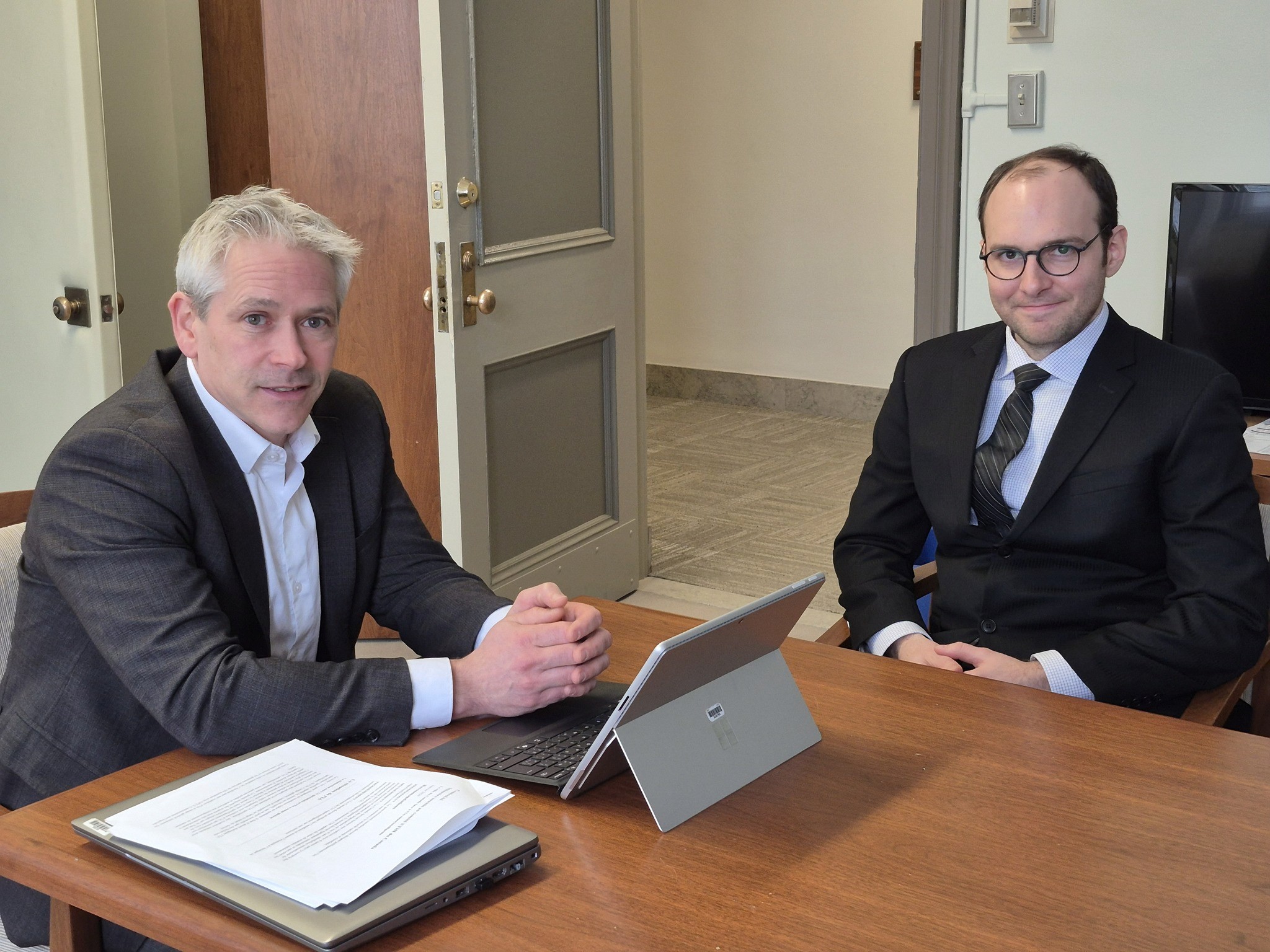 two people in a meeting