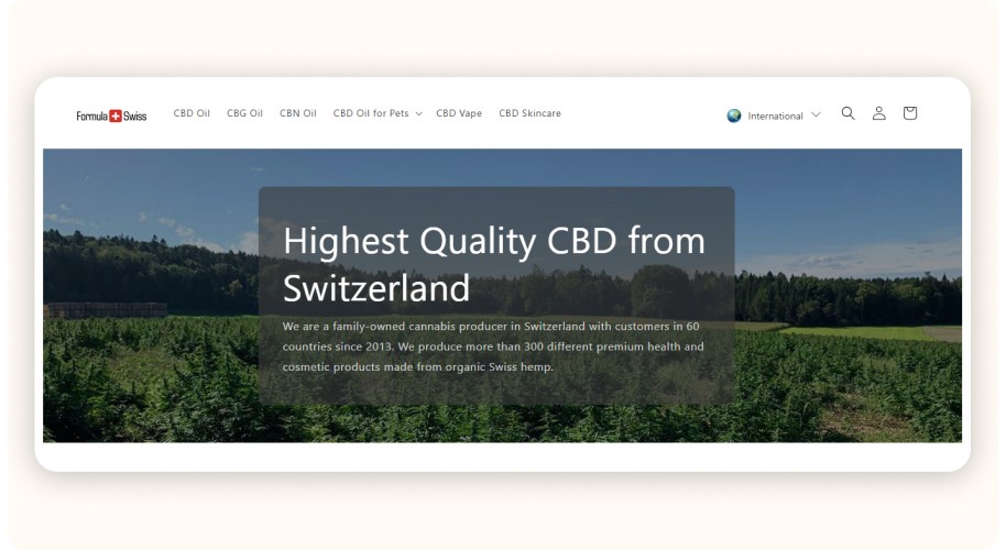 Formula Swiss homepage