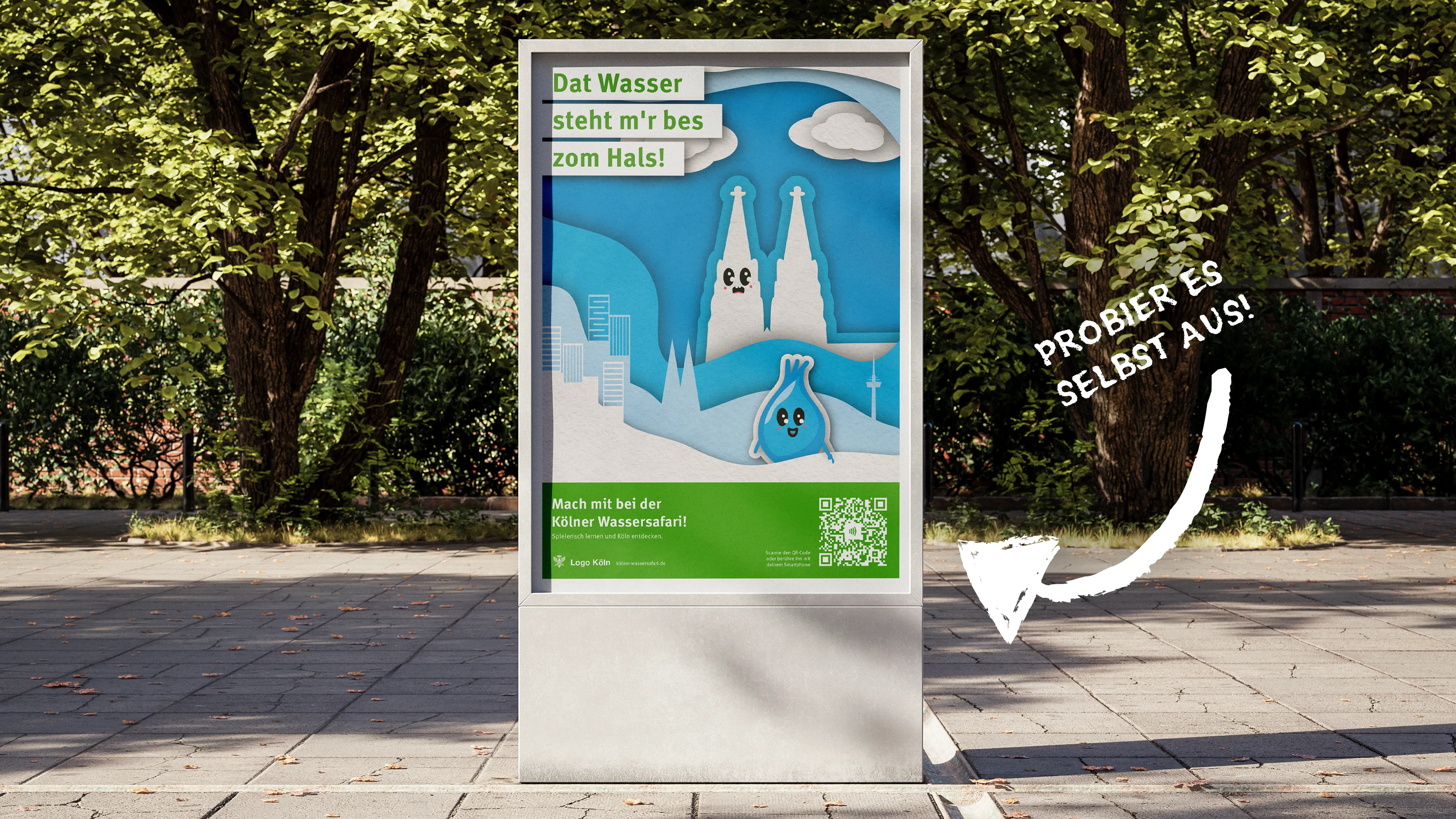 Quizplakat der Augmented Reality Kampagne Kölner Wasser Safari