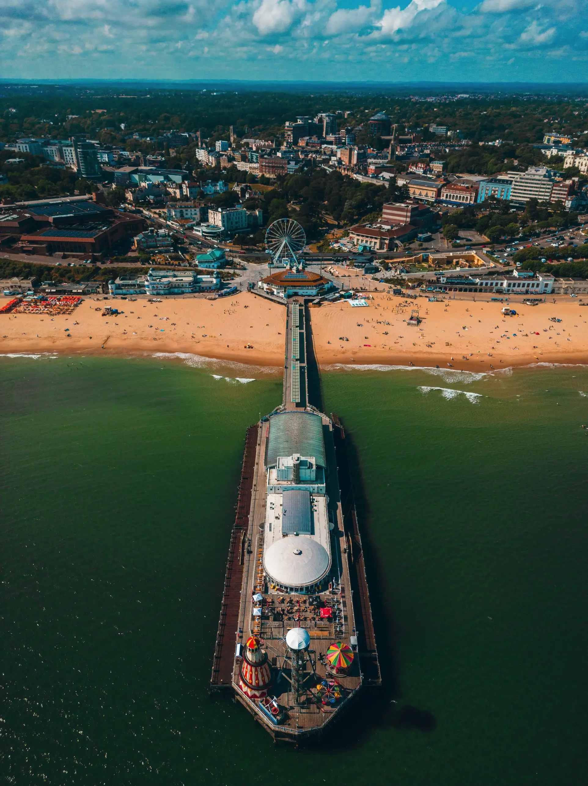 an aerial view of a Bournemouth Pier