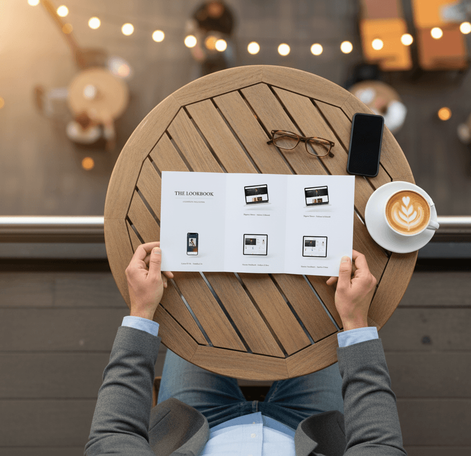 a person holding the brochure open