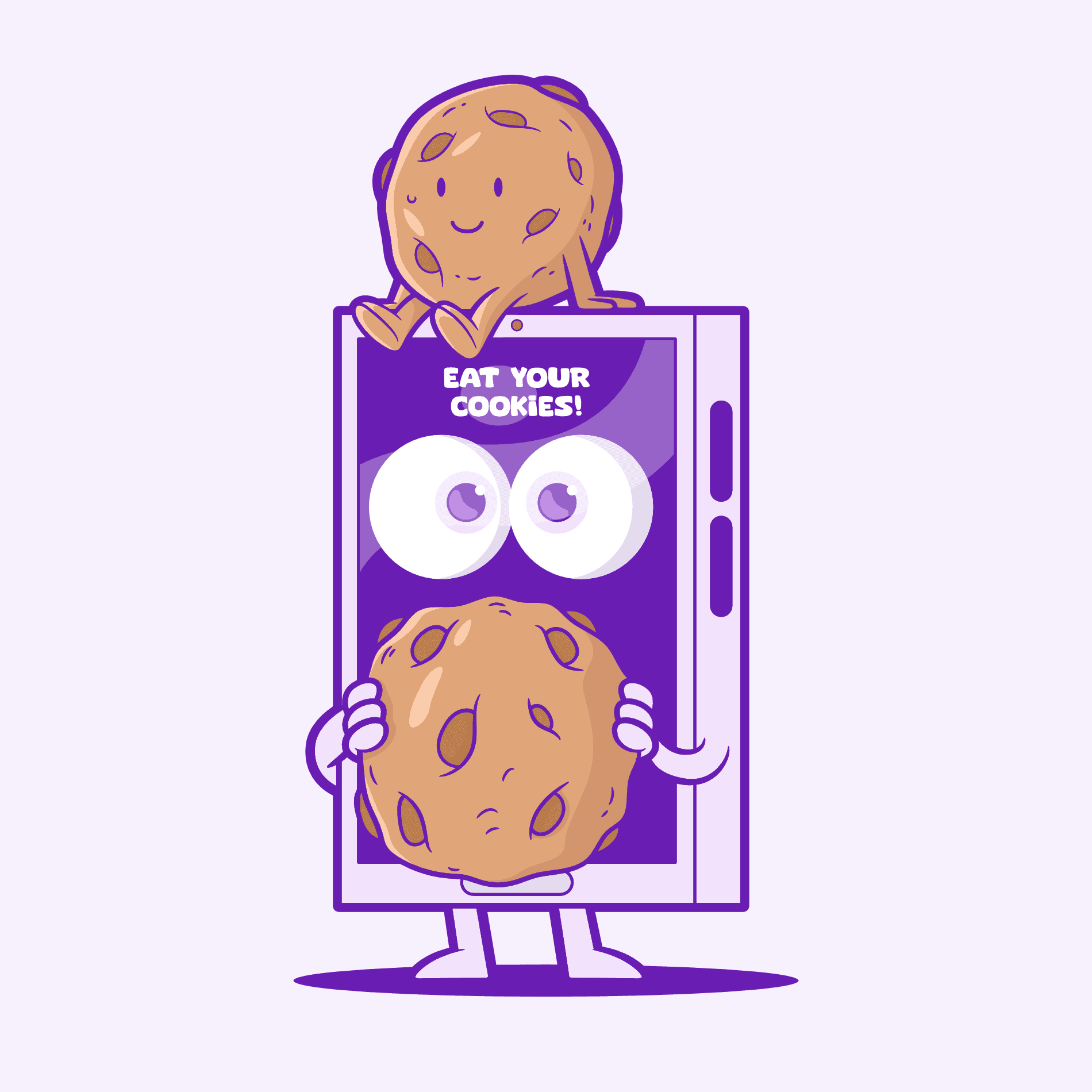 Cookies and privacy illustration of a cellphone eating cookies