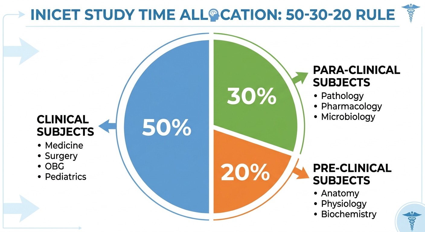 INICET Study Time Allocation: 50-30-20 Rule