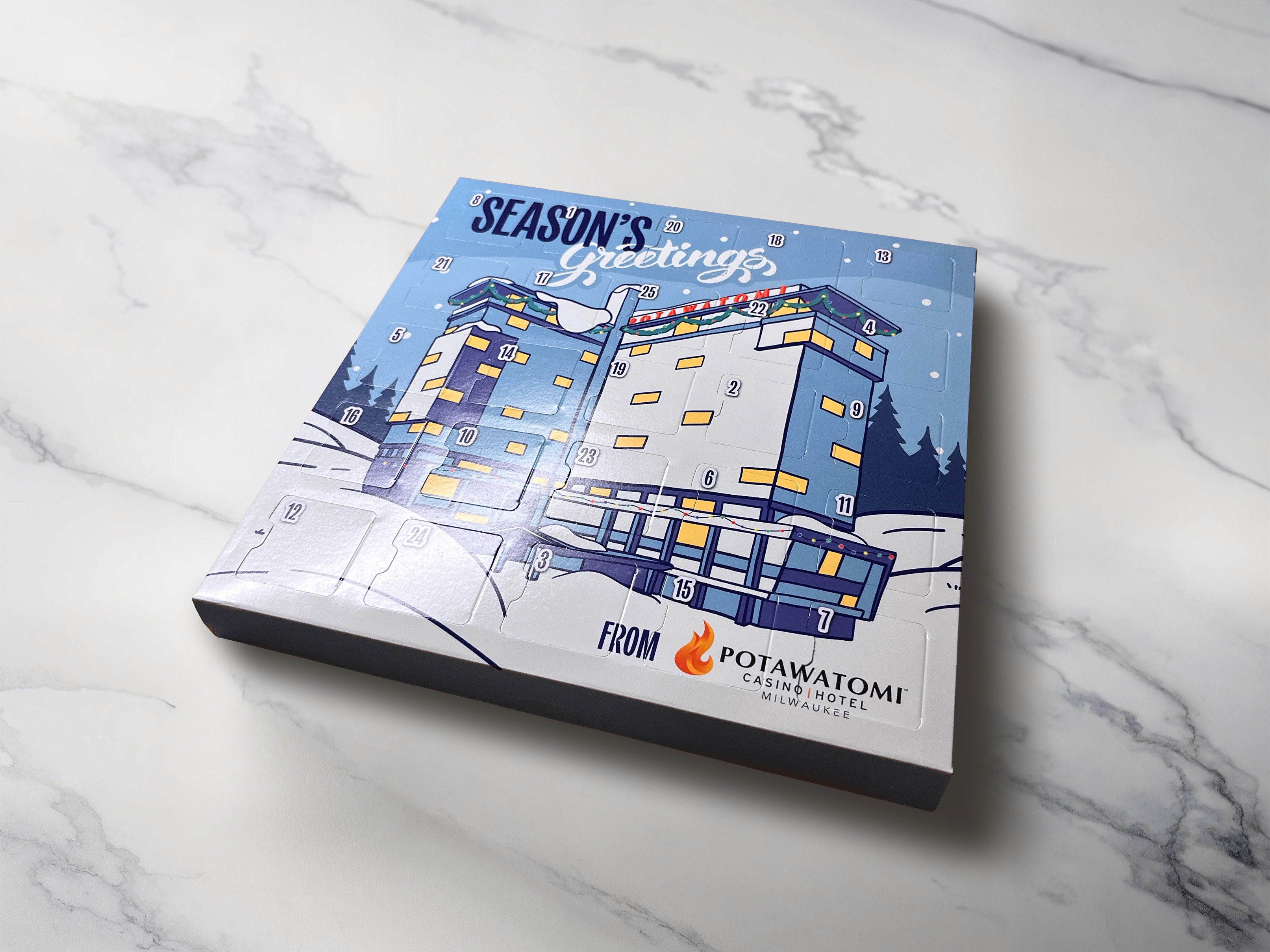 Potawatomi Casino Hotel Advent Calendar with illustration on front