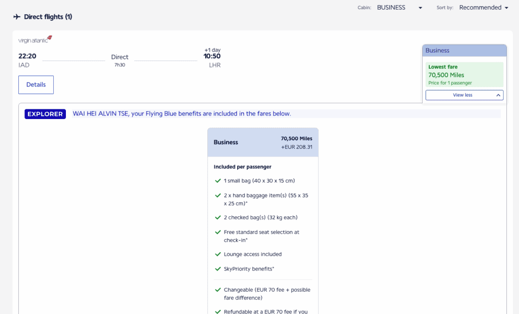 a screenshot of a flight ticket