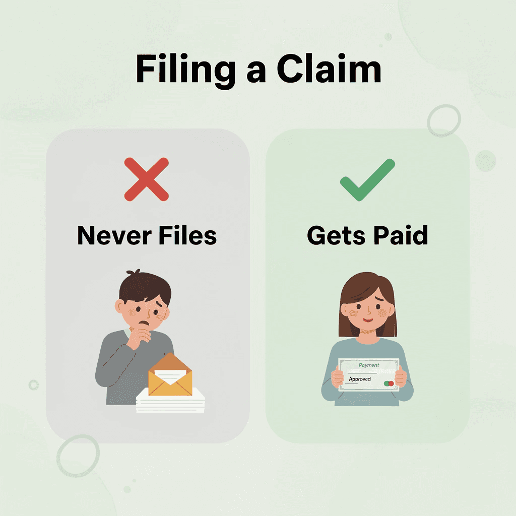 Before and after showing eligible claimants who never file versus those who get paid