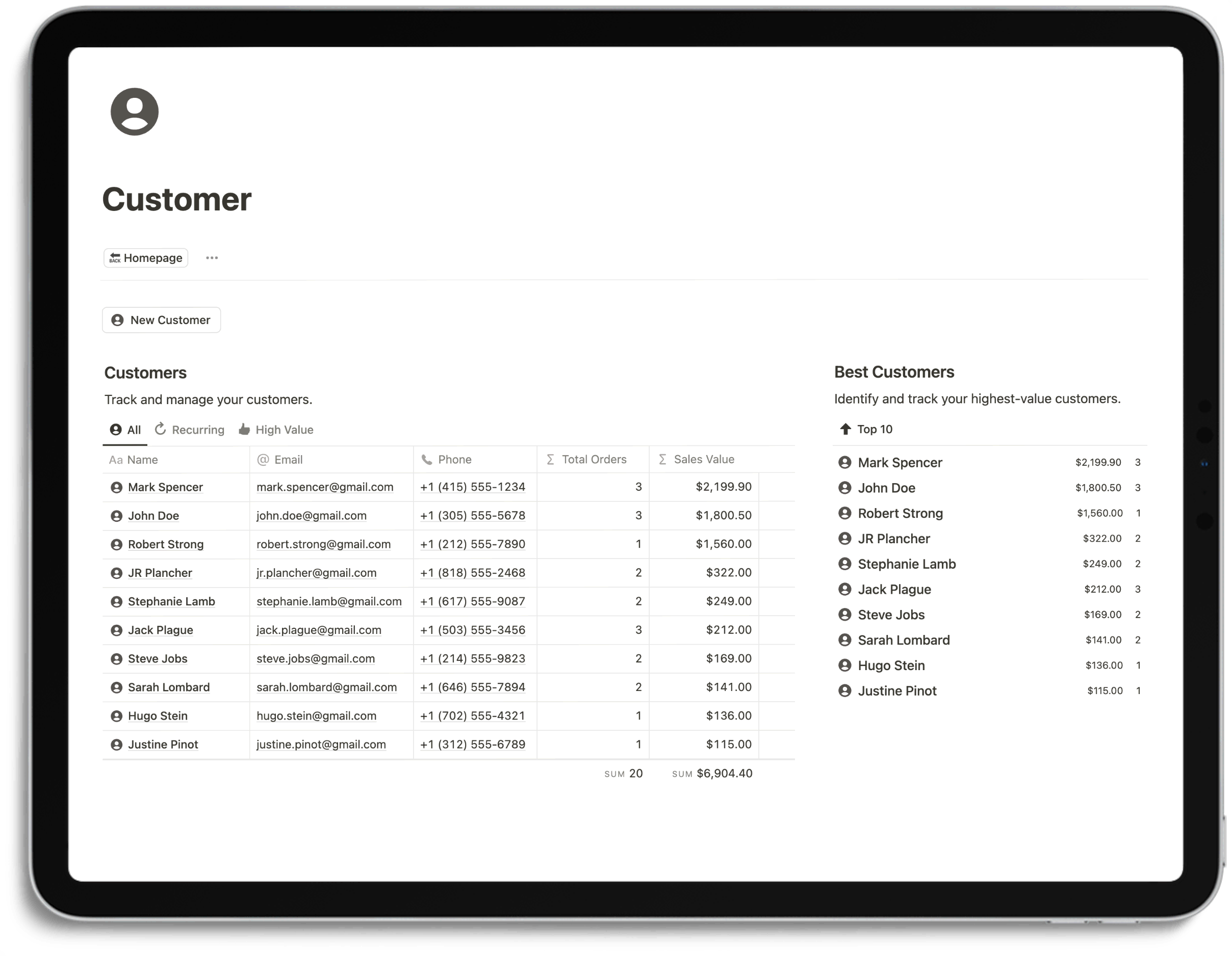 Notion E-Commerce Hub - Customer