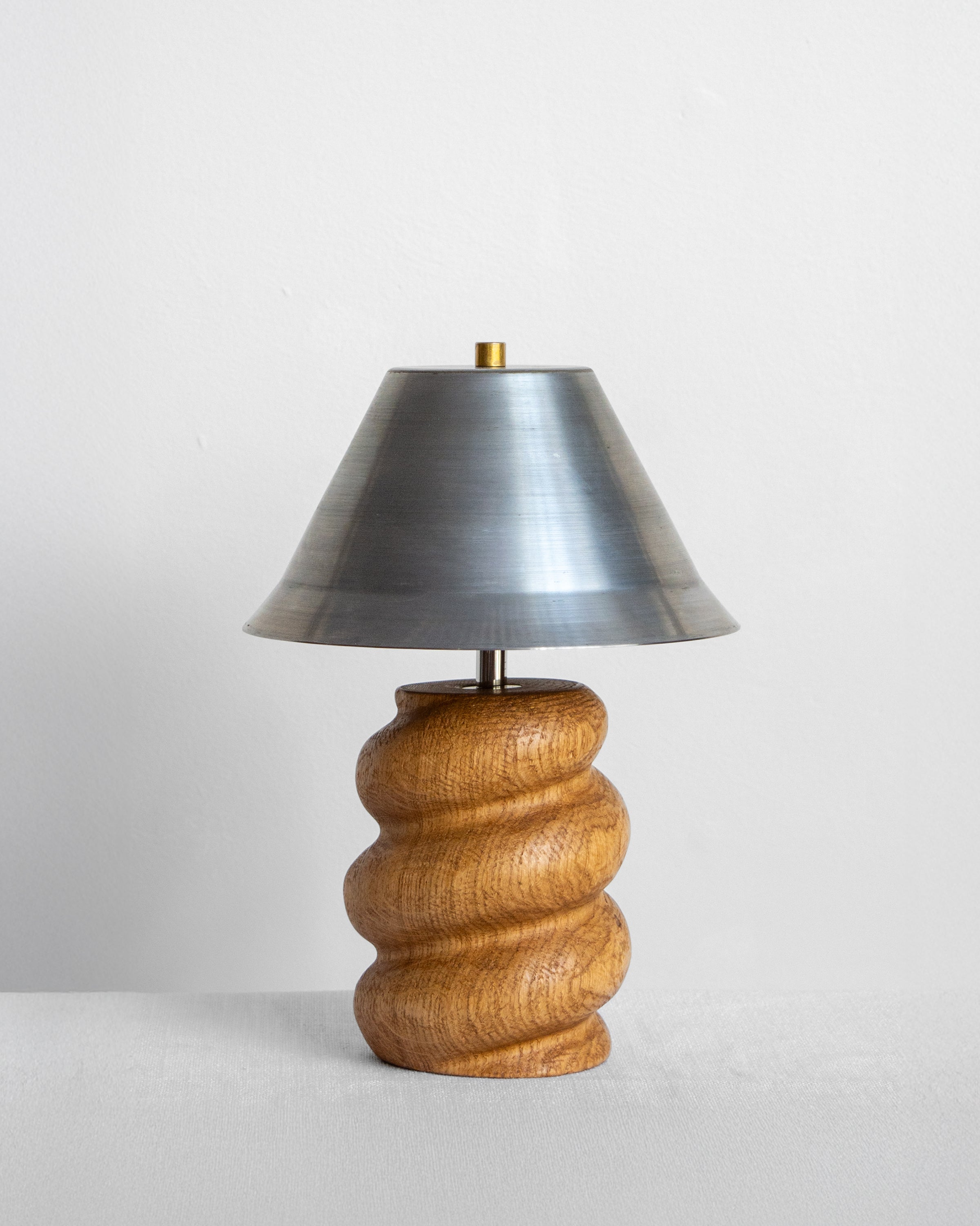 Caracol Desk Lamp with Oak base and Steel shade available in UK, EU & US/CA wiring