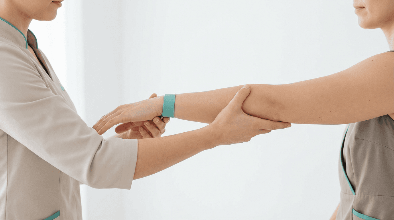 Image of physiotherapist helping a patient