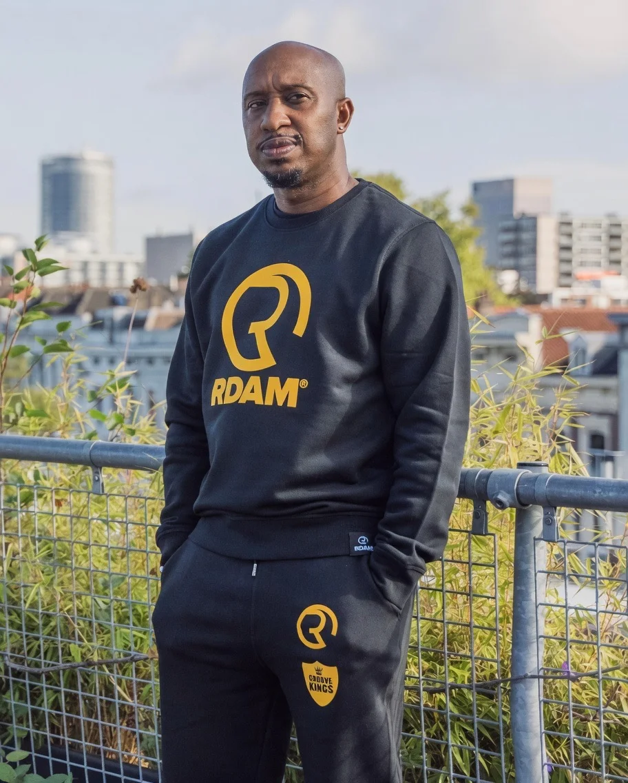 Randy Telg on a Rotterdam rooftop in Groove Kings gear