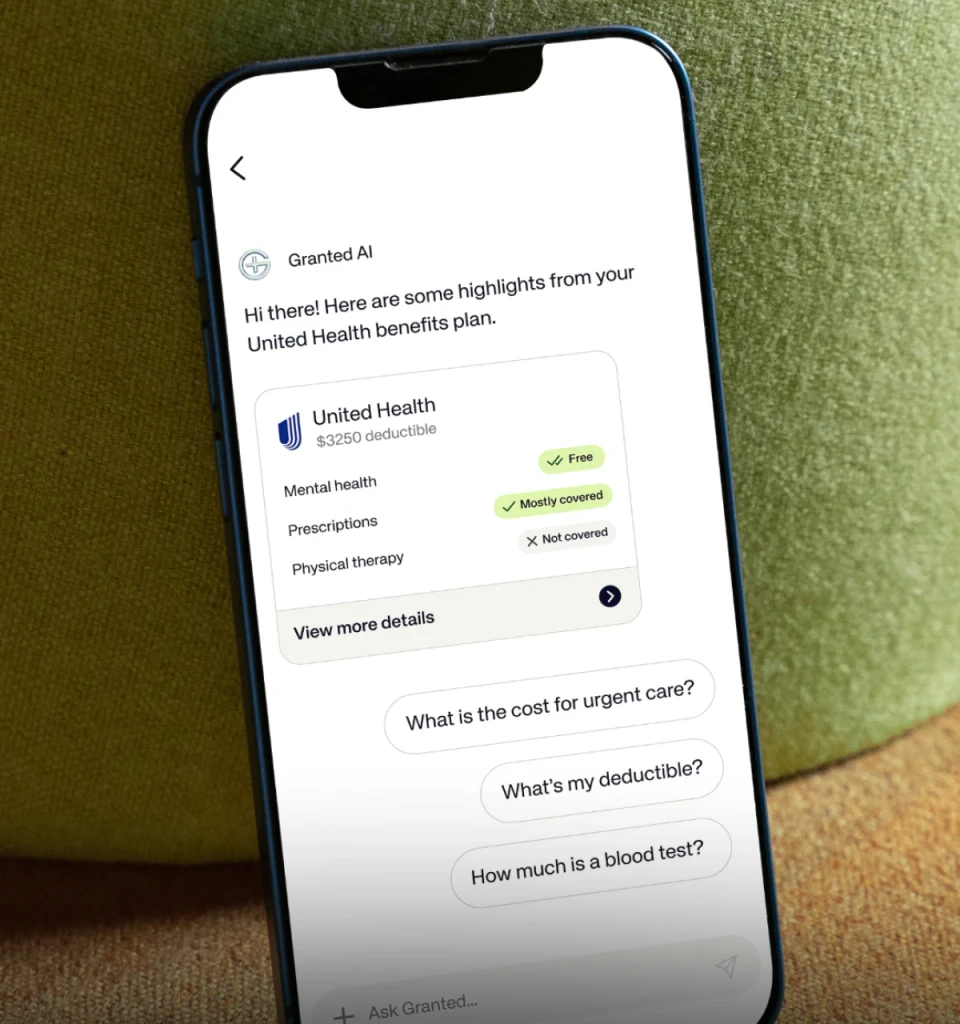 A smartphone displaying Granted app interface.