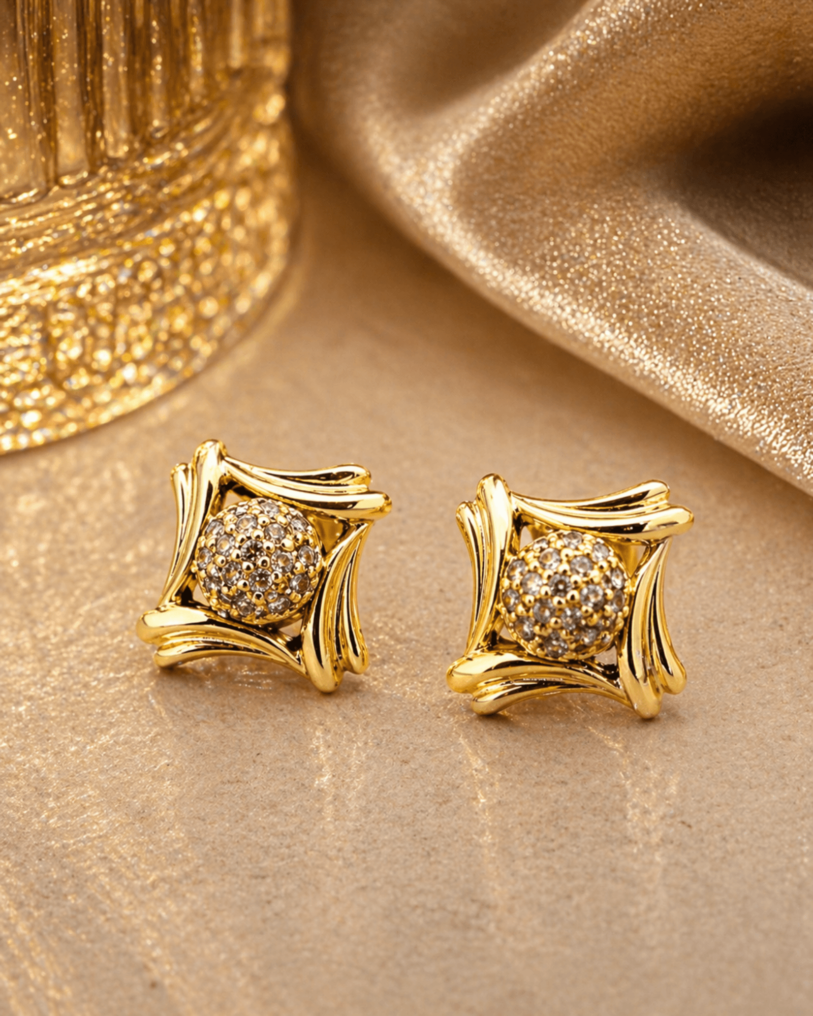 Snowball uncut diamond earrings