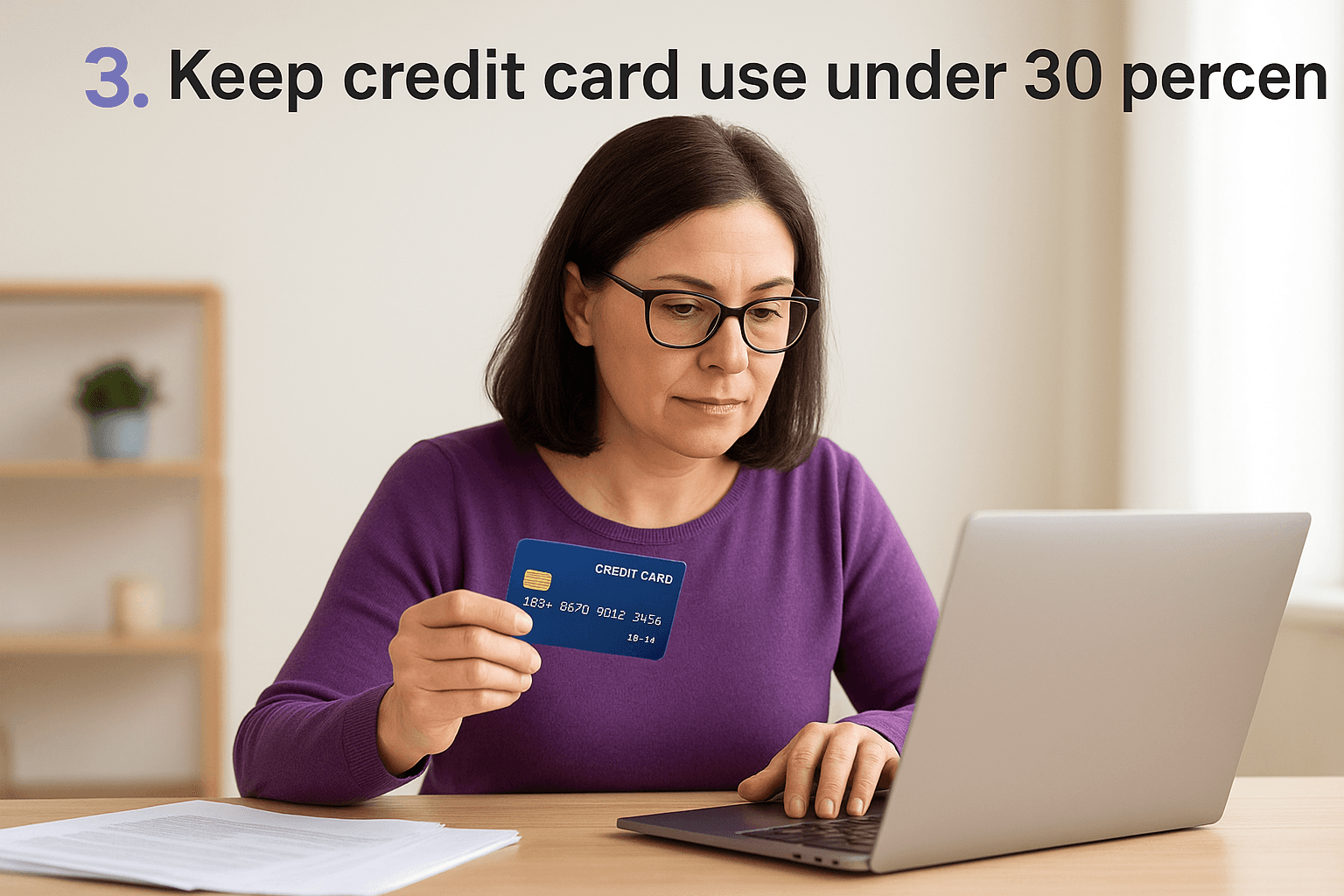 3. Keep credit card use under 30 percent