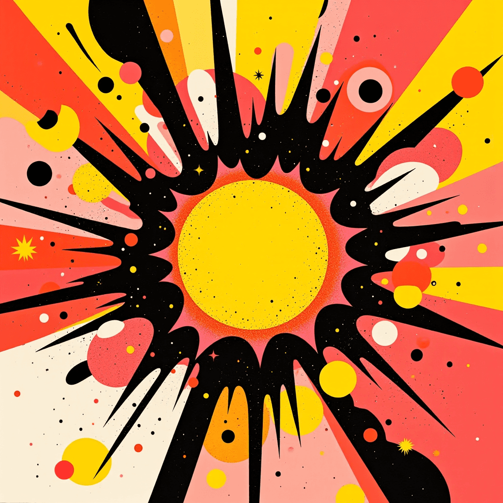 Pop art style comic burst vector, bright dots and bold lines, SVG look