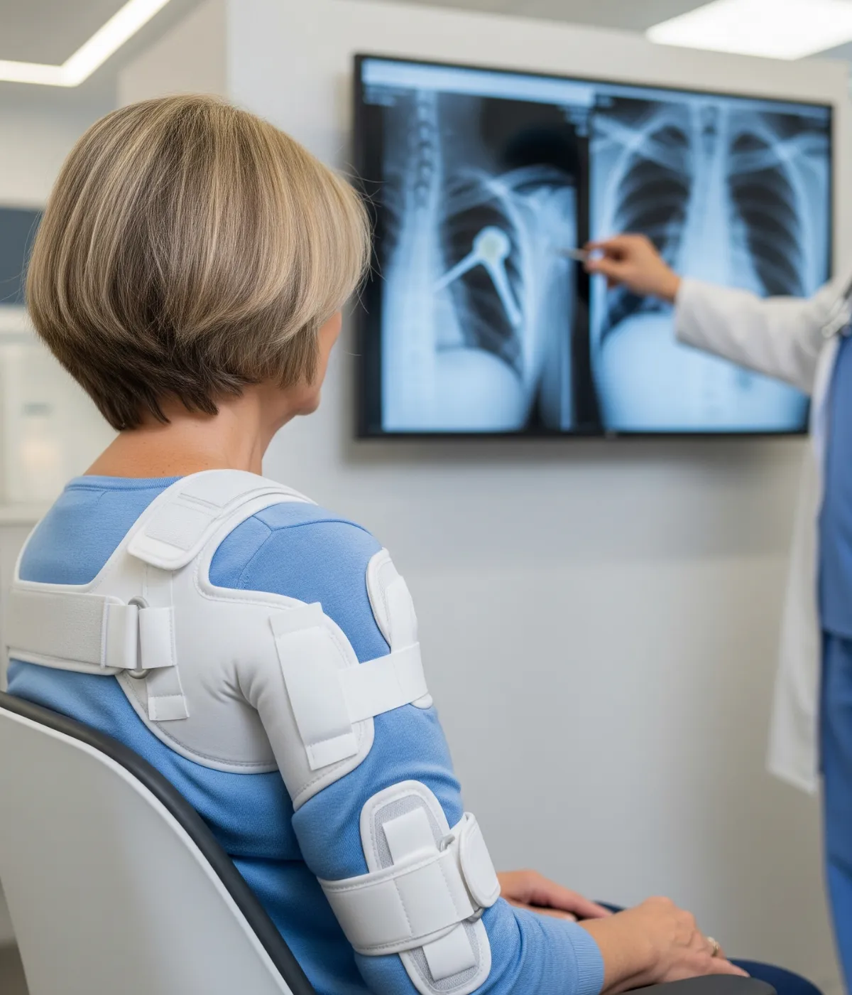 A patient consulting our specialist for total shoulder replacement surgery.