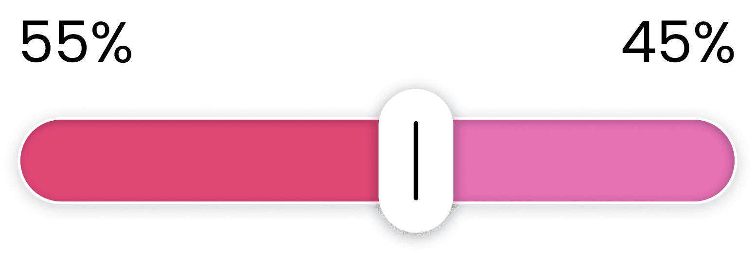 Weighted 2-tone color selected on pinkish red and pink colors