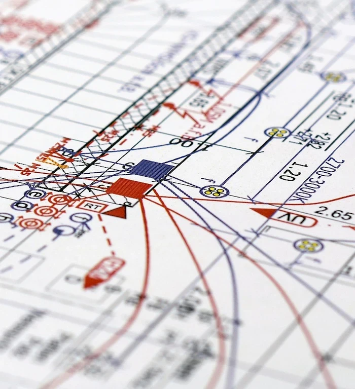 Detailní záběr na plán elektrického zapojení.