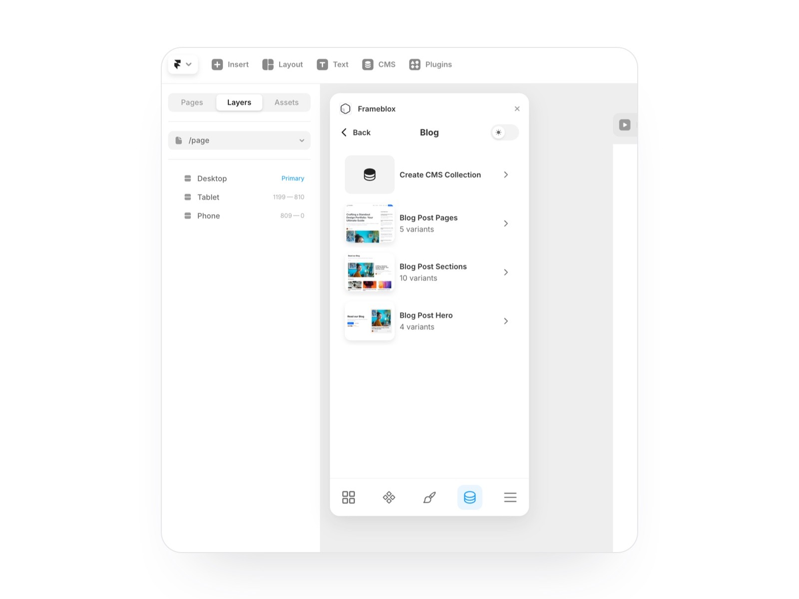 How do I create CMS collections in my Framer project?