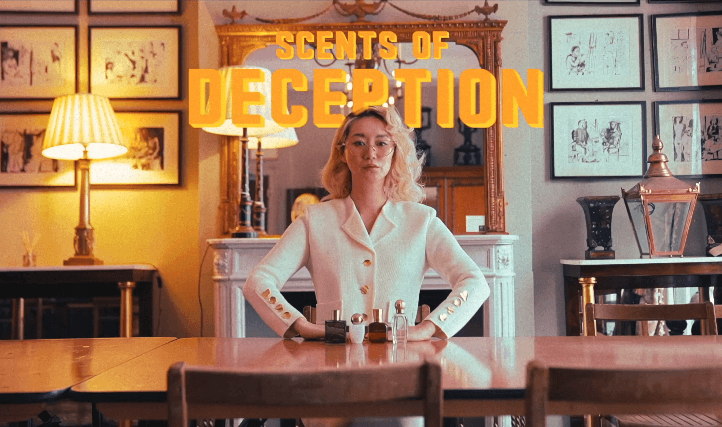 Person's hand petting Shiba Inu dog among fallen leaves