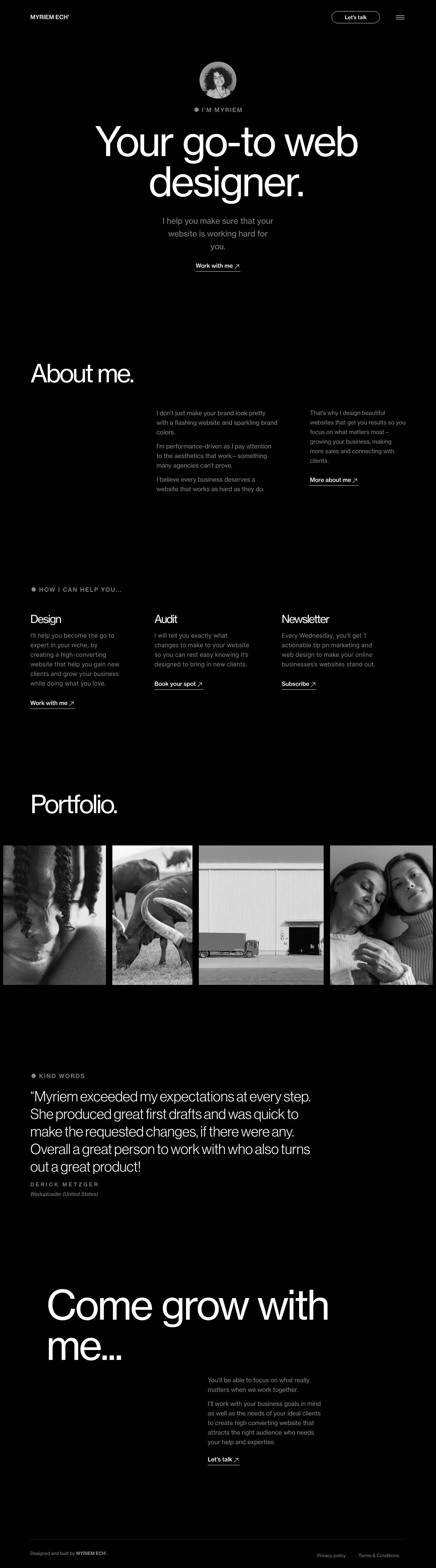 Brand Strategist & Web Designer portfolio page screenshot showcasing Design and Tech design