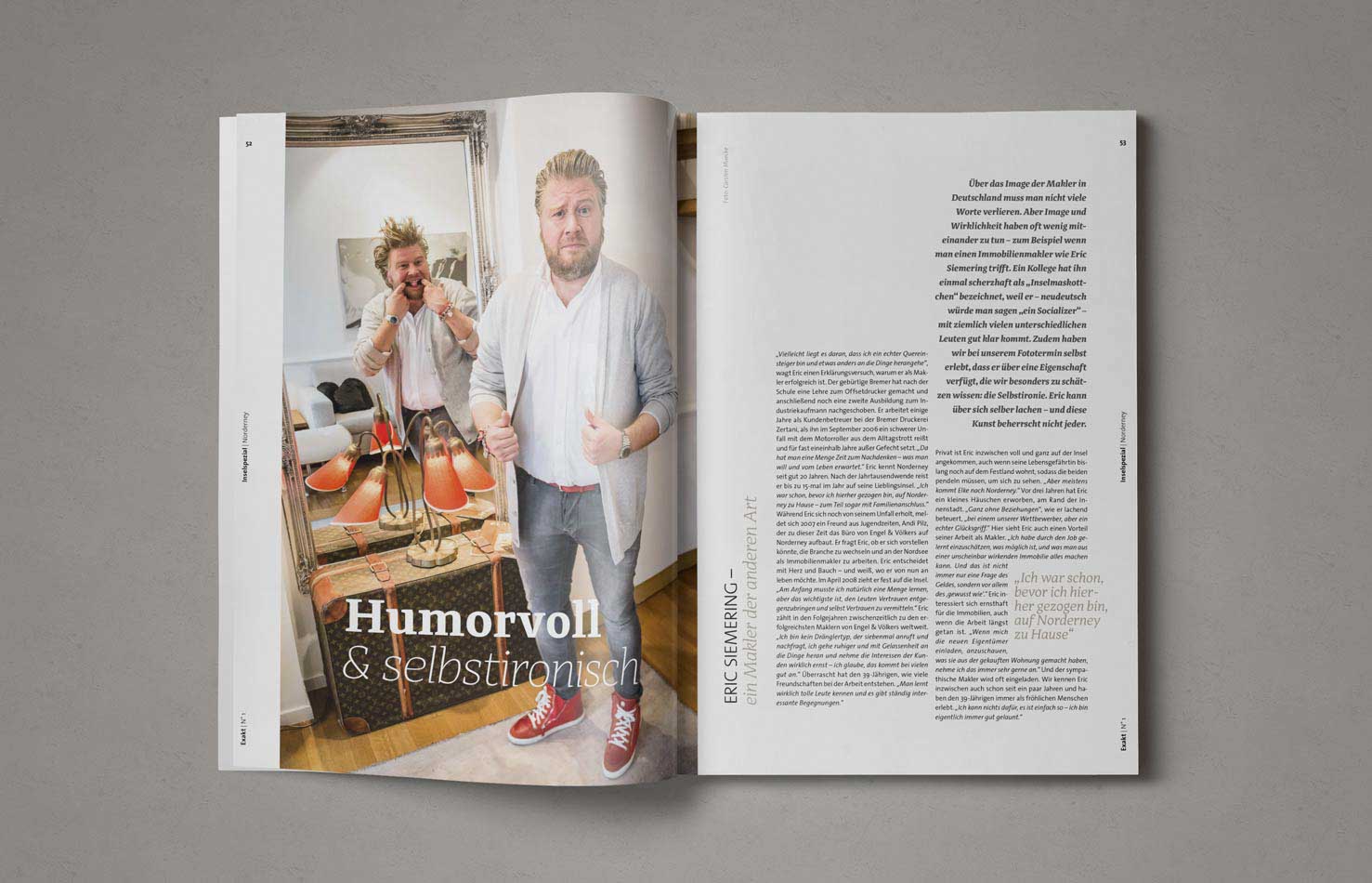 Doppelseite im Exakt Magazin – journalistische Inhalte modern aufbereitet