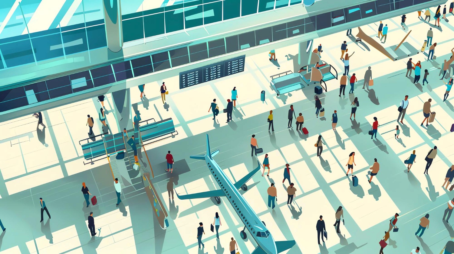 機場零售動線規劃客流圖向量Airport Retail Flow Planning Passenger Traffic Vector