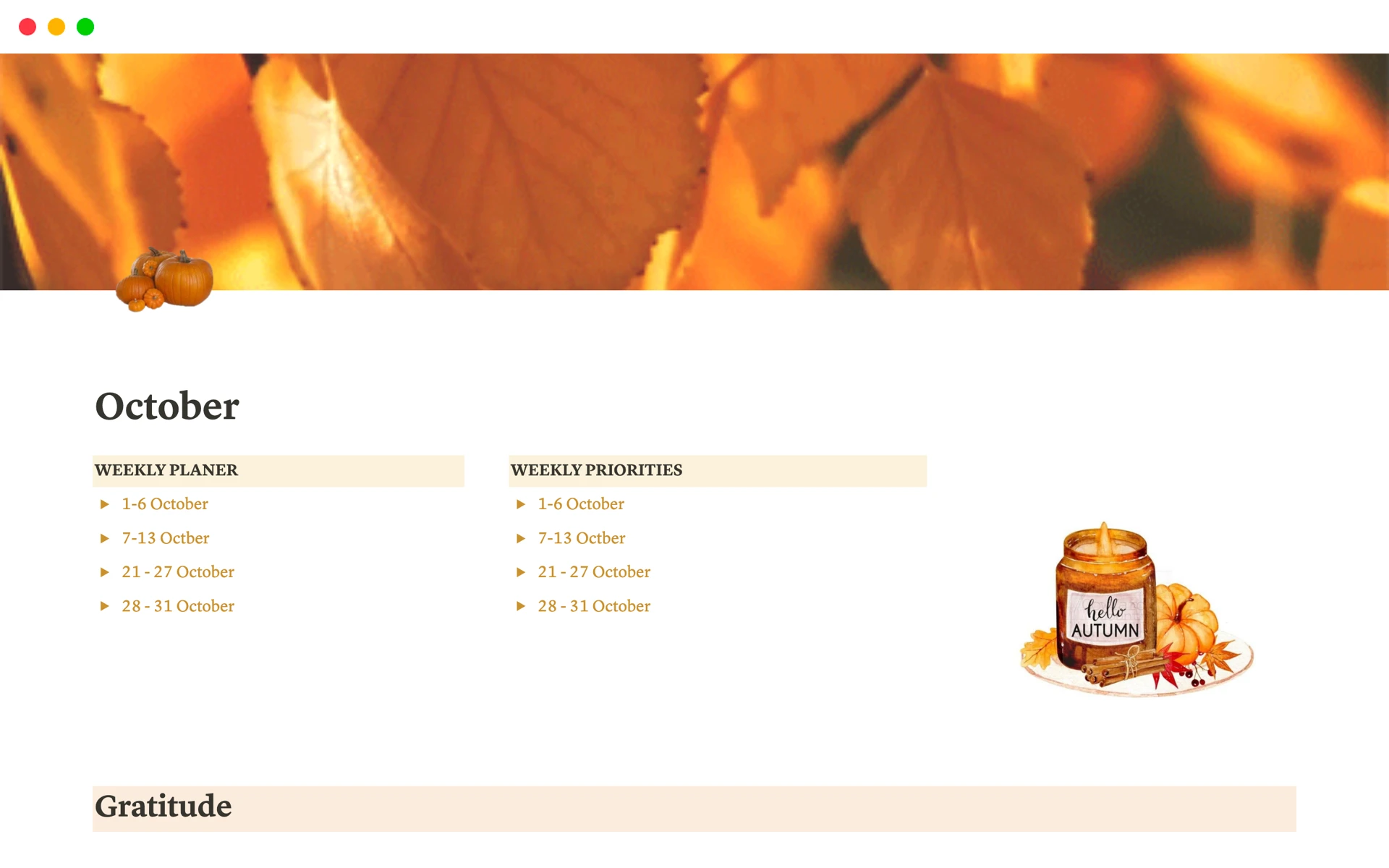 Top 20+ Autumn Aesthetic Notion Templates