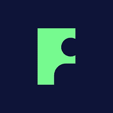 A white icon on a blue background