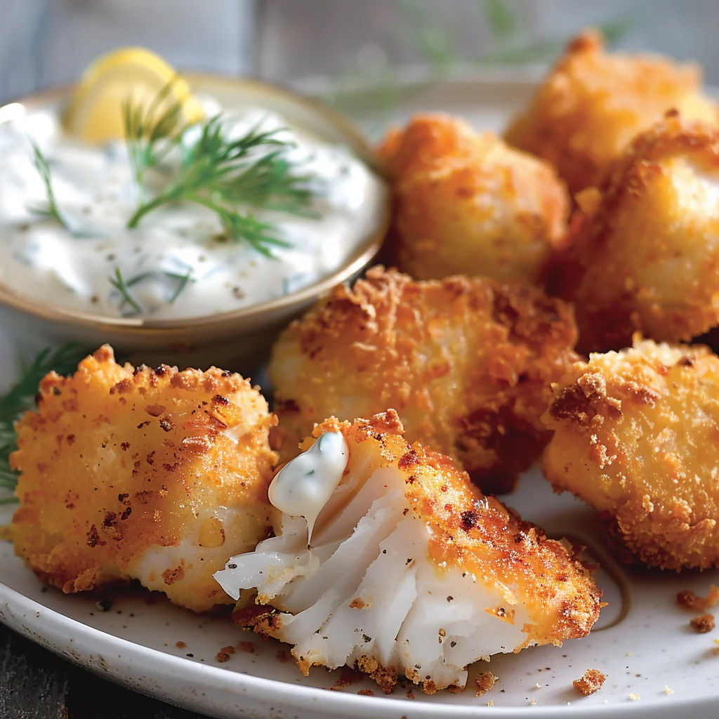 Bite-sized chunks of crispy battered fish paired with a smooth, flavourful curry sauce