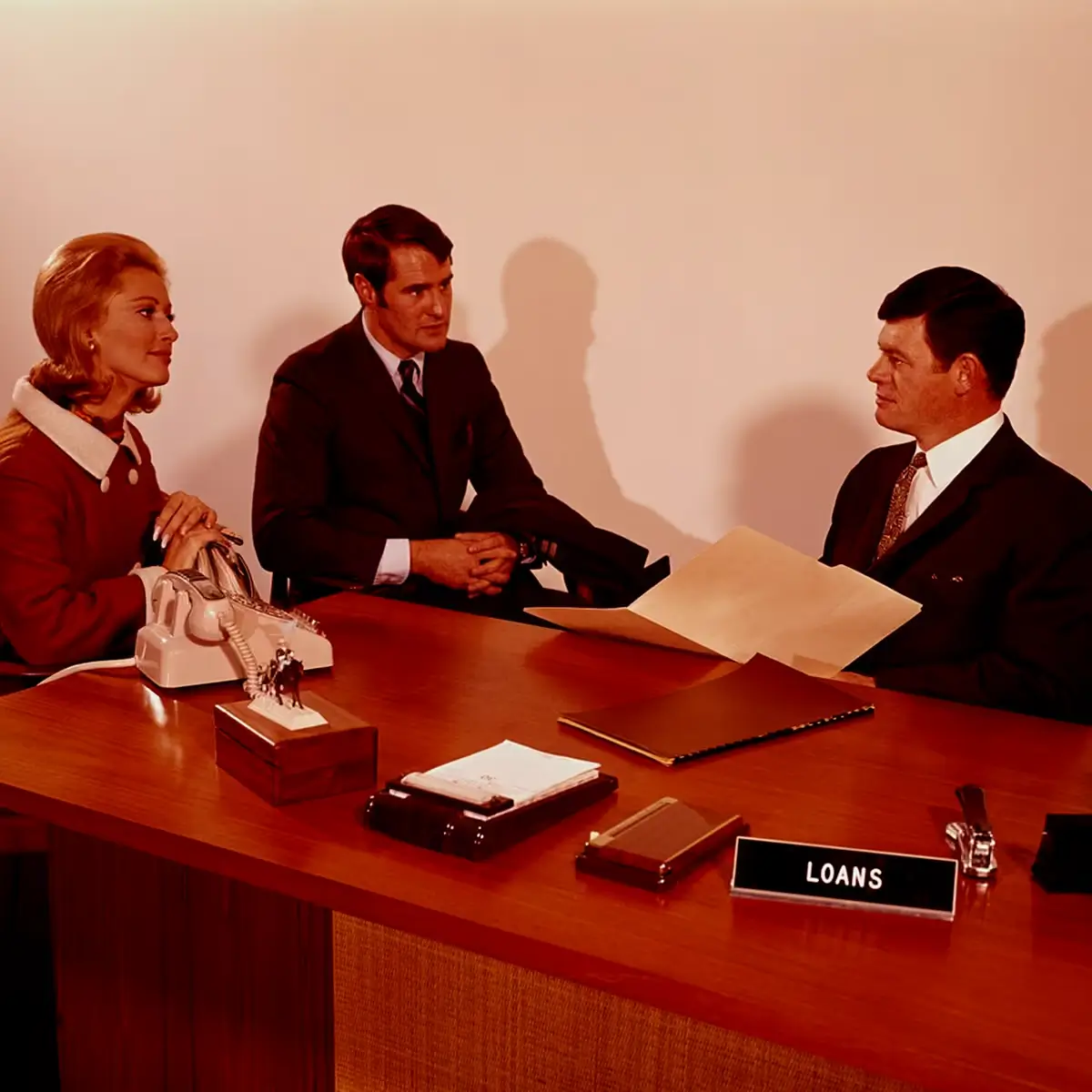 Vintage boardroom scene showing a formal business pitch meeting, reinforcing the idea of presentation, decision-making, and first impressions.