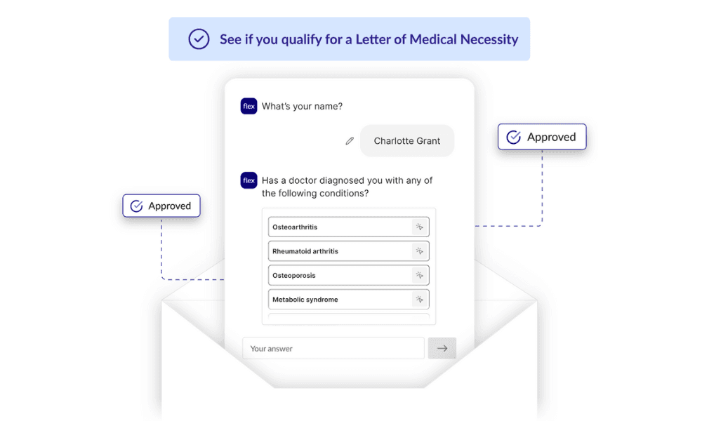 Flex Letter of Medical Necessity checkout process