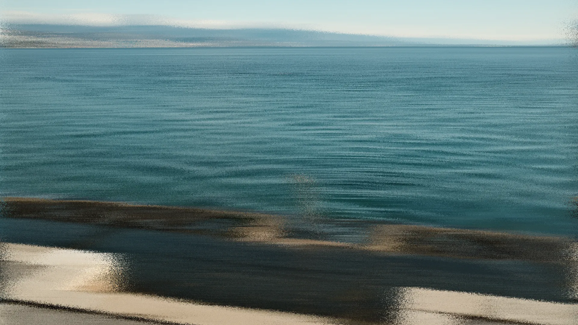 An abstract, noisy, and blurred graphic showcasing bits of the ShareBridgely interface