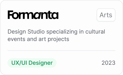 A professional experience card for Formanta Studio