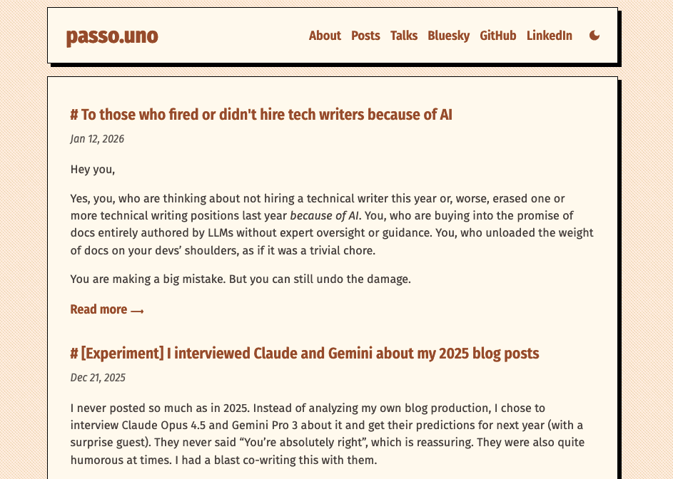 screenshot of passo.uno homepage