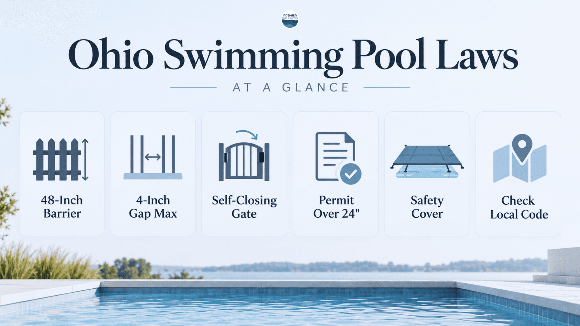 Pool safety regulations quick guide showing common Ohio swimming pool laws and safety requirements.